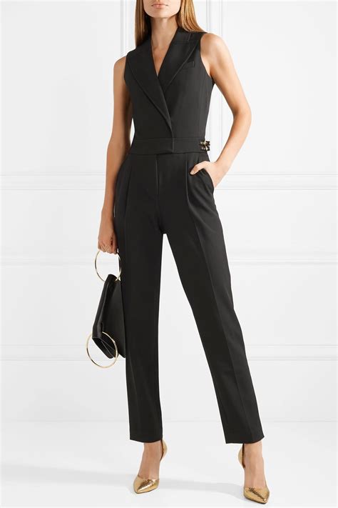 michael kors black polyester sleeveless jumpsuit|Michael Kors lace jumpsuit.